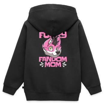 Furry Fandom Fursuits Maman - Sweat Premium à capuche zippé enfant bio - noir - Dos - AI Model Kid Male (0cm)