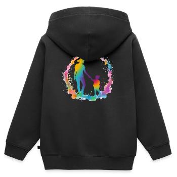 Silhouette von Mutter und Tochter - Kinder Premium Organic Zip Hoodie - Schwarz - Hinten - AI Model Kid Male (0cm)