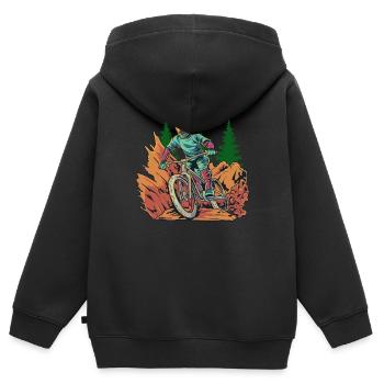 VTT Descente VTT VTT - Sweat Premium à capuche zippé enfant bio - noir - Dos - AI Model Kid Male (0cm)