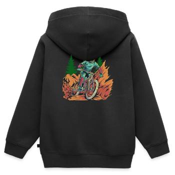 VTT de descente VTT - Sweat Premium à capuche zippé enfant bio - noir - Dos - AI Model Kid Male (0cm)
