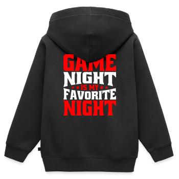 La soirée de jeu est ma soirée préférée - Sweat Premium à capuche zippé enfant bio - noir - Dos - AI Model Kid Male (0cm)