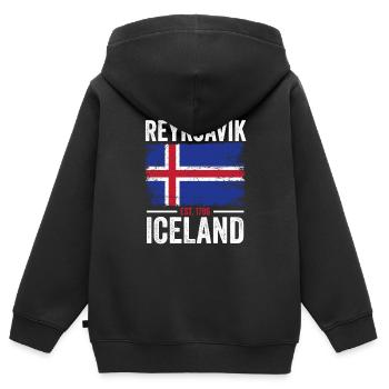 Island Flagge | Est. 1786 | Vintage Reykjavik - Kinder Premium Organic Zip Hoodie - Schwarz - Hinten - AI Model Kid Male (0cm)