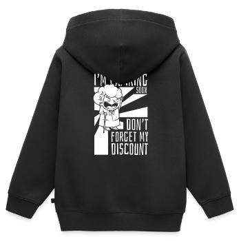 Pension de retraité drôle N’oubliez pas ma réduction - Sweat Premium à capuche zippé enfant bio - noir - Dos - AI Model Kid Male (0cm)