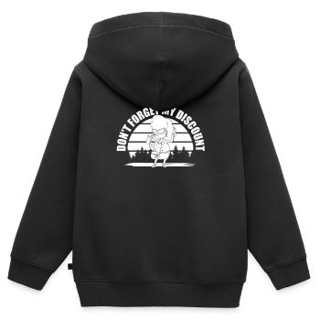 Pension de retraité N’oubliez pas ma réduction - Sweat Premium à capuche zippé enfant bio - noir - Dos - AI Model Kid Male (0cm)