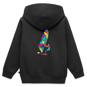 Low Poly Windsurfing Polygon Windsurfing - Sweat Premium à capuche zippé enfant bio - noir - Dos - AI Model Kid Male (0cm)