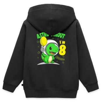 8 Years old Birthday Boy Astro Dinout - 8th B-Day - Kinder Premium Organic Zip Hoodie - Schwarz - Hinten - AI Model Kid Male (0cm)