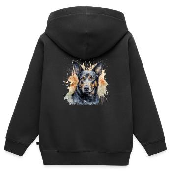 Australian Kelpie - Kinder Premium Organic Zip Hoodie - Schwarz - Hinten - AI Model Kid Male (0cm)