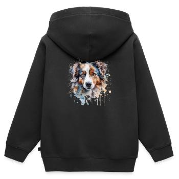 Australian Shepherd - Kinder Premium Organic Zip Hoodie - Schwarz - Hinten - AI Model Kid Male (0cm)