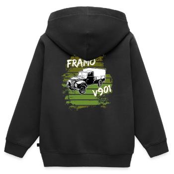 Framo pritsche Transporter Lkw DDR IFA Oldtimer - Kinder Premium Organic Zip Hoodie - Schwarz - Hinten - AI Model Kid Male (0cm)