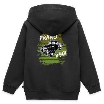 Framo pritsche Transporter Lkw DDR IFA Oldtimer - Kinder Premium Organic Zip Hoodie - Schwarz - Hinten - AI Model Kid Male (0cm)