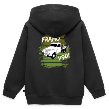 Framo pritsche Transporter Lkw DDR IFA Oldtimer - Kinder Premium Organic Zip Hoodie - Schwarz - Hinten - AI Model Kid Male (0cm)