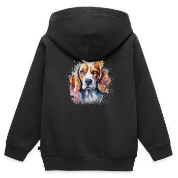 Beagle - Sweat Premium à capuche zippé enfant bio - noir - Dos - AI Model Kid Male (0cm)