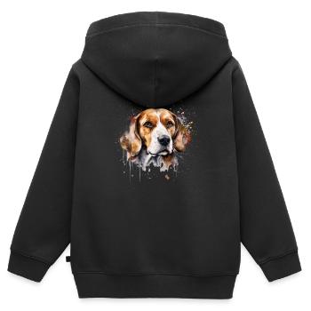 Beagle - Sweat Premium à capuche zippé enfant bio - noir - Dos - AI Model Kid Male (0cm)