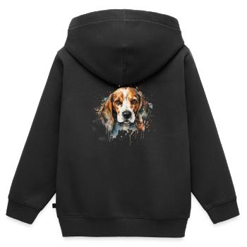 Beagle - Sweat Premium à capuche zippé enfant bio - noir - Dos - AI Model Kid Male (0cm)