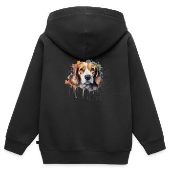 Beagle - Sweat Premium à capuche zippé enfant bio - noir - Dos - AI Model Kid Male (0cm)