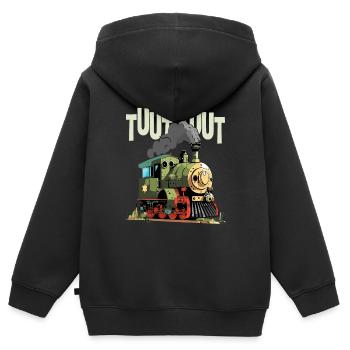 Nächste Haltestelle Schule - Kids Lokomotive - Kinder Premium Organic Zip Hoodie - Schwarz - Hinten - AI Model Kid Male (0cm)