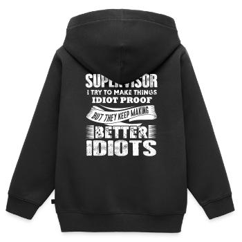 Supervisor Supervisor Try To Make Things - Kids Premium Organic Zip-up Hoodie - black - Back - AI Model Kid Male (0cm)