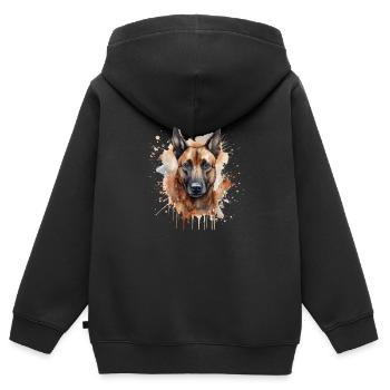 Belgian Malinois - Kinder Premium Organic Zip Hoodie - Schwarz - Hinten - AI Model Kid Male (0cm)