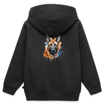 Belgian Malinois - Kinder Premium Organic Zip Hoodie - Schwarz - Hinten - AI Model Kid Male (0cm)