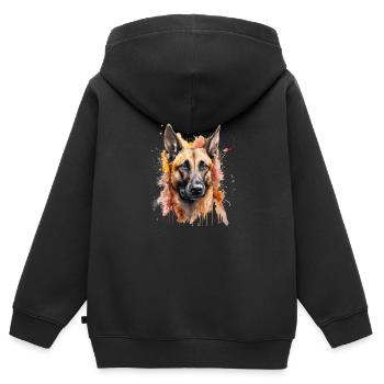 Belgian Malinois - Kinder Premium Organic Zip Hoodie - Schwarz - Hinten - AI Model Kid Male (0cm)