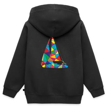 Voilier Polygon Sailor Skipper - Sweat Premium à capuche zippé enfant bio - noir - Dos - AI Model Kid Male (0cm)