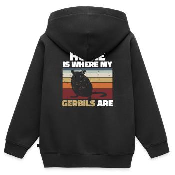 Gerbille - Sweat Premium à capuche zippé enfant bio - noir - Dos - AI Model Kid Male (0cm)