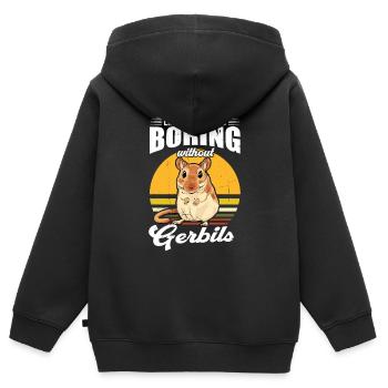 Gerbille - Sweat Premium à capuche zippé enfant bio - noir - Dos - AI Model Kid Male (0cm)