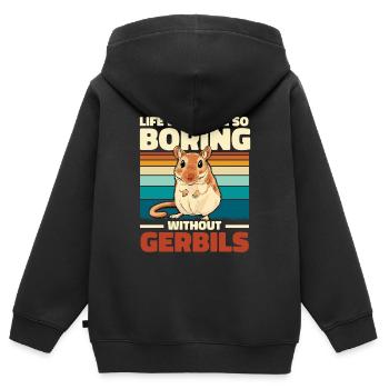 Gerbille - Sweat Premium à capuche zippé enfant bio - noir - Dos - AI Model Kid Male (0cm)