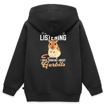 Gerbille - Sweat Premium à capuche zippé enfant bio - noir - Dos - AI Model Kid Male (0cm)