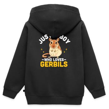 Gerbille - Sweat Premium à capuche zippé enfant bio - noir - Dos - AI Model Kid Male (0cm)