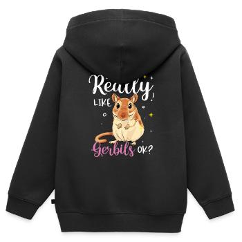 Gerbille - Sweat Premium à capuche zippé enfant bio - noir - Dos - AI Model Kid Male (0cm)
