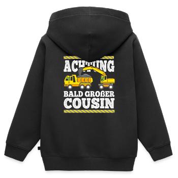 Bagger Kipplaster bald Großer Cousin Werde Großer - Kinder Premium Organic Zip Hoodie - Schwarz - Hinten - AI Model Kid Male (0cm)