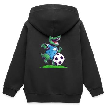 Fußball Dino - Kinder Dinosaurier - Kinder Premium Organic Zip Hoodie - Schwarz - Hinten - AI Model Kid Male (0cm)