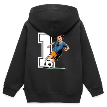 Football Birthday - 1 year old boy - 1. - Kids Premium Organic Zip-up Hoodie - black - Back - AI Model Kid Male (0cm)
