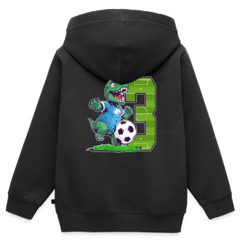Fußball Dinosaurier - 3 Jahr Alter Junge - 3. - Kinder Premium Organic Zip Hoodie - Schwarz - Hinten - AI Model Kid Male (0cm)