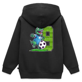 Soccer Dinosaur - 9 year old boy - 9. - Kids Premium Organic Zip-up Hoodie - black - Back - AI Model Kid Male (0cm)