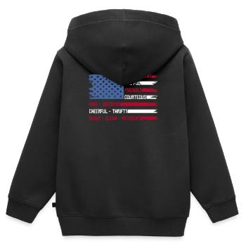 Pfadfinder US Flagge - Kinder Premium Organic Zip Hoodie - Schwarz - Hinten - AI Model Kid Male (0cm)