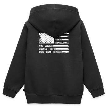 Pfadfinder US Flagge - Kinder Premium Organic Zip Hoodie - Schwarz - Hinten - AI Model Kid Male (0cm)