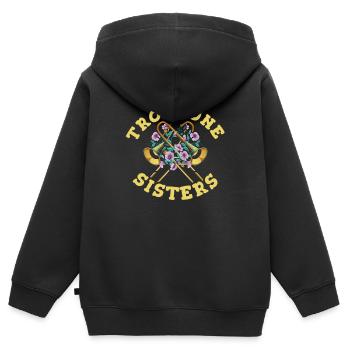 Sœur trombone fanfare - Sweat Premium à capuche zippé enfant bio - noir - Dos - AI Model Kid Male (0cm)