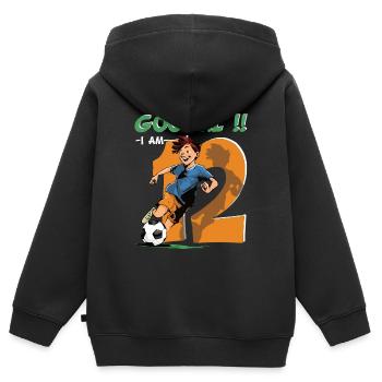 Football Birthday - 12 years old boy - 12. - Kids Premium Organic Zip-up Hoodie - black - Back - AI Model Kid Male (0cm)