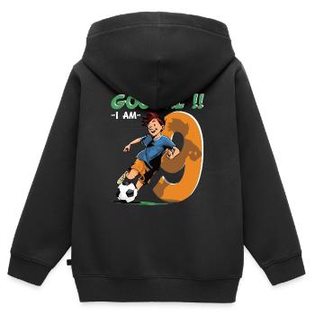 Football Birthday - 9 years old boy - 9. - Kids Premium Organic Zip-up Hoodie - black - Back - AI Model Kid Male (0cm)