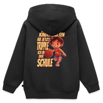 Bye Bye Kindergarten - Grundschule Kids Basketball - Kinder Premium Organic Zip Hoodie - Schwarz - Hinten - AI Model Kid Male (0cm)