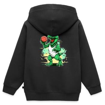 Basketball Dino - Dinosaure pour enfants - Sweat Premium à capuche zippé enfant bio - noir - Dos - AI Model Kid Male (0cm)
