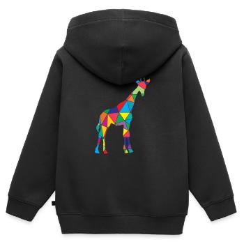 Girafe Polygone Animal Sauvage - Sweat Premium à capuche zippé enfant bio - noir - Dos - AI Model Kid Male (0cm)