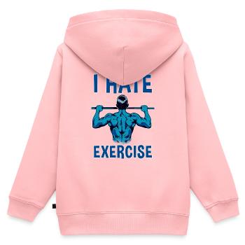 I Hate Exercise 2 - Kinder Premium Organic Zip Hoodie - Rosa - Hinten - AI Model Kid Female (0cm)
