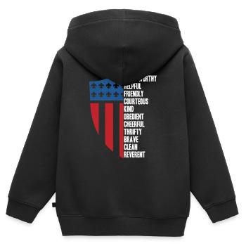 Pfadfinder US Flagge - Kinder Premium Organic Zip Hoodie - Schwarz - Hinten - AI Model Kid Male (0cm)