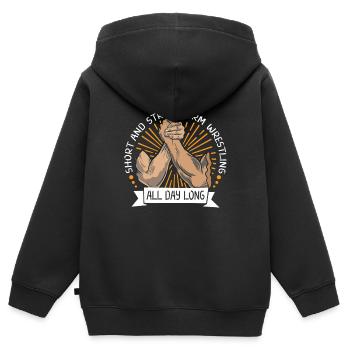 Bras de fer, bras de fer, bras de fer, - Sweat Premium à capuche zippé enfant bio - noir - Dos - AI Model Kid Male (0cm)