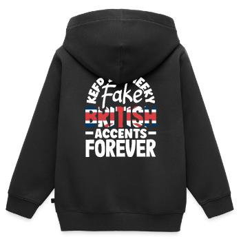 Faux accents britanniques pour toujours - Sweat Premium à capuche zippé enfant bio - noir - Dos - AI Model Kid Male (0cm)