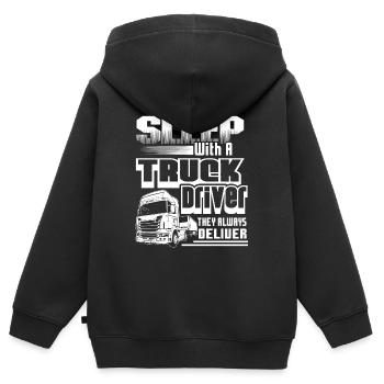 Truck Driver Sleep With Truck Driver - Kids Premium Organic Zip-up Hoodie - black - Back - AI Model Kid Male (0cm)