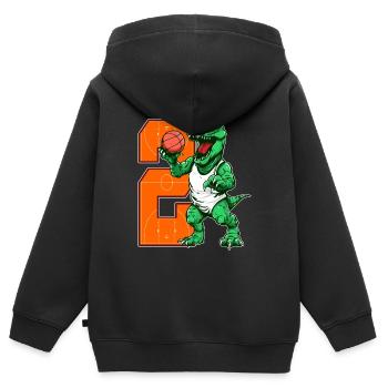 Basketball Dino - 2 year old boy - 2. - Kids Premium Organic Zip-up Hoodie - black - Back - AI Model Kid Male (0cm)